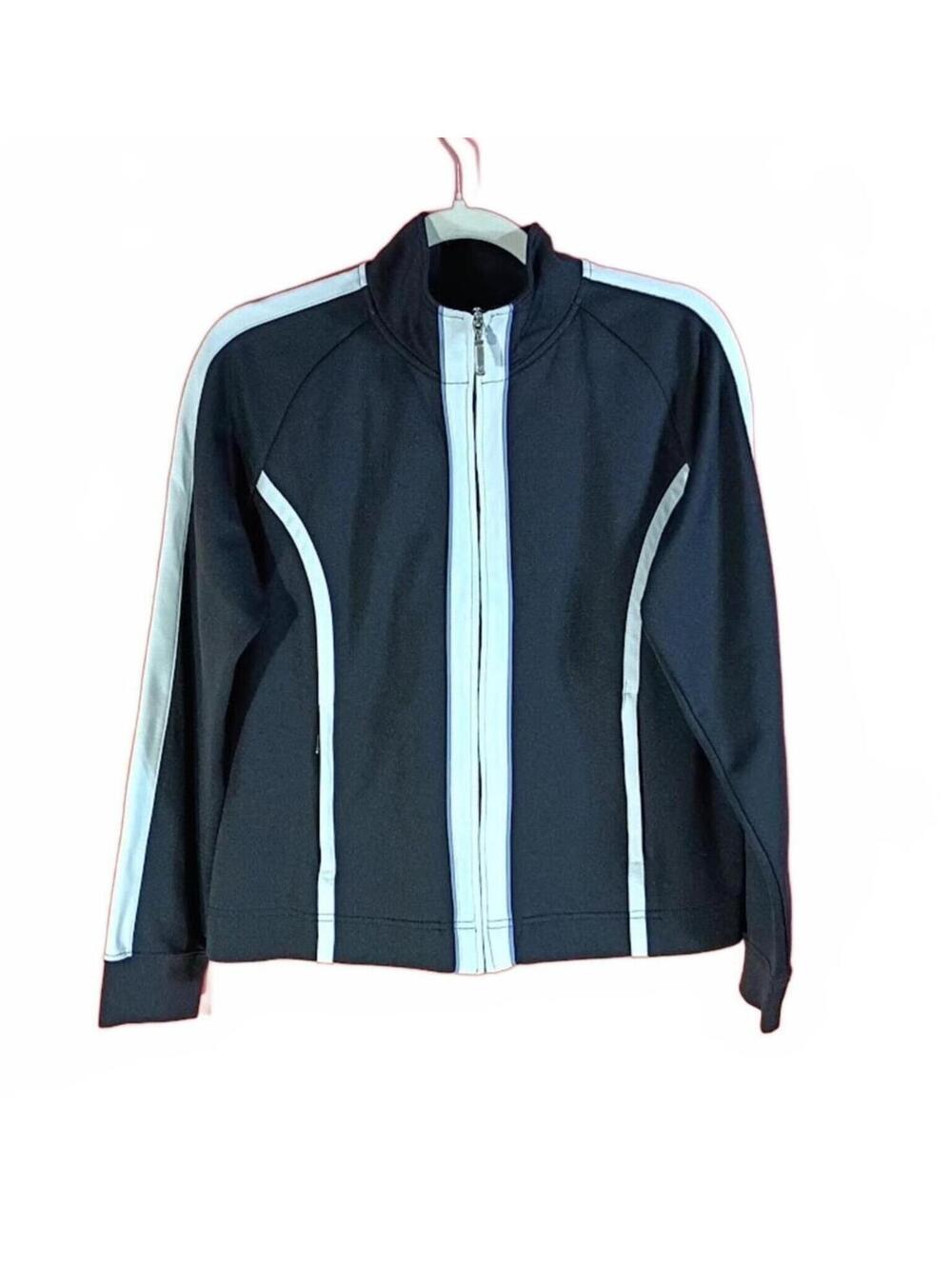 Relativity Black Track Jacket with White Stripe Detail Size M
